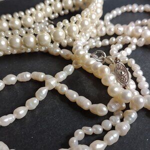 5 Pc Faux Pearl / Pearl Necklace And Bracelet Lot